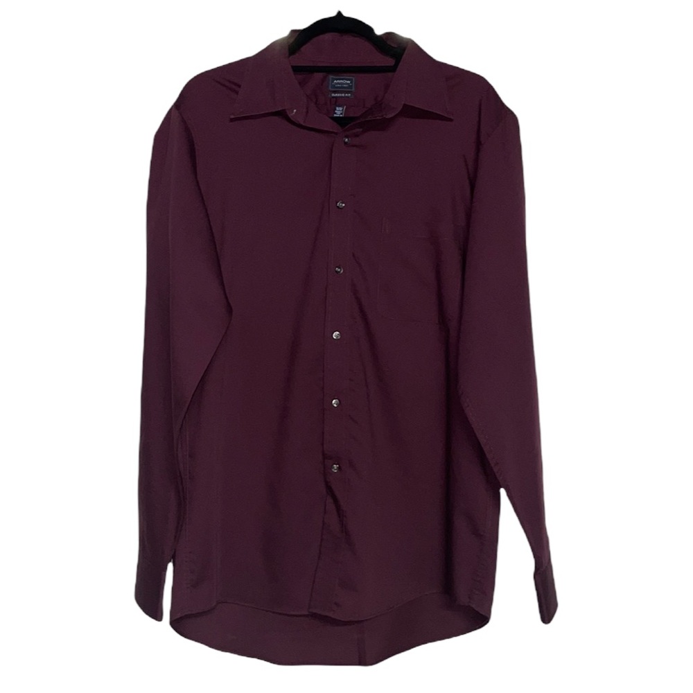 Arrow Classic Fit Mens Button Down Dress Shirt - Burgundy - Size M